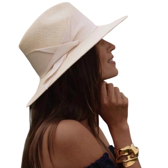VERONICA BEARD x FREYA Gardenia White Cream Straw Field Hat Ribbon and Strap NWT - Picture 3 of 16